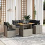 Set Divano da Giardino 6 pz con Cuscini Grigio in Polyrattan