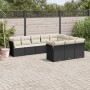 Set Divani da Giardino 10pz con Cuscini in Polyrattan Nero