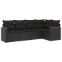 Set Divani da Giardino 5 pz con Cuscini in Polyrattan Nero