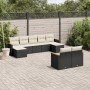 Set Divani da Giardino 9 pz con Cuscini Nero in Polyrattan