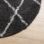 Tappeto Shaggy PAMPLONA a Pelo Lungo Nero e Crema Ø 200 cm