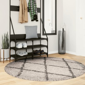 Tappeto Shaggy PAMPLONA a Pelo Lungo Beige e Antracite Ø 160 cm