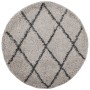 Tappeto Shaggy PAMPLONA a Pelo Lungo Beige e Antracite Ø 160 cm