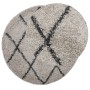 Tappeto Shaggy PAMPLONA a Pelo Lungo Beige e Antracite Ø 160 cm