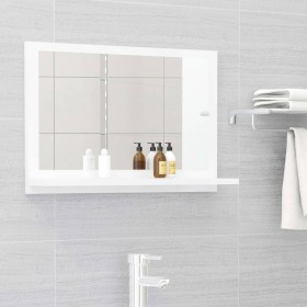 Specchio da Bagno Bianco Lucido 60x10,5x37 cm Legno Multistrato