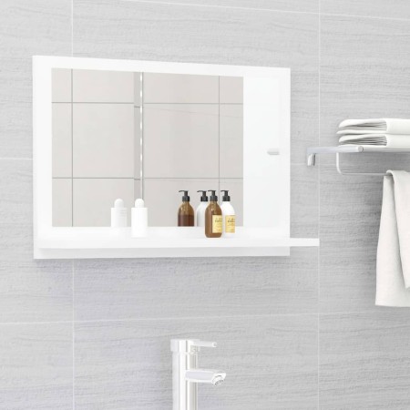 Specchio da Bagno Bianco Lucido 60x10,5x37 cm Legno Multistrato