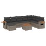 Set Divano da Giardino 9 pz con Cuscini Grigio in Polyrattan