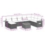 Set Divano da Giardino 9 pz con Cuscini Grigio in Polyrattan