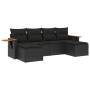 Set Divano da Giardino 6 pz con Cuscini Nero in Polyrattan