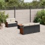 Set Divano da Giardino 6 pz con Cuscini Nero in Polyrattan