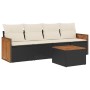 Set Divani da Giardino 5 pz con Cuscini in Polyrattan Nero