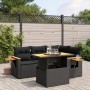 Set Divani da Giardino 5 pz con Cuscini in Polyrattan Nero