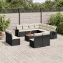 Set Divani da Giardino 12 pz con Cuscini Nero in Polyrattan