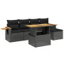 Set Divano da Giardino 6 pz con Cuscini Nero in Polyrattan