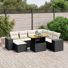 Set Divani da Giardino con Cuscini 8 pz Nero in Polyrattan