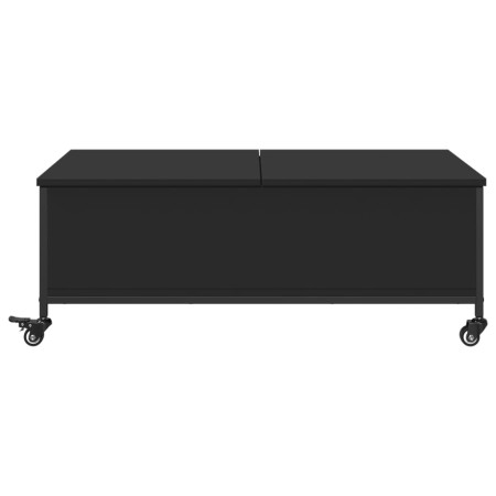 Tavolino Salotto con Ruote Nero 91x55x34 cm Legno Multistrato