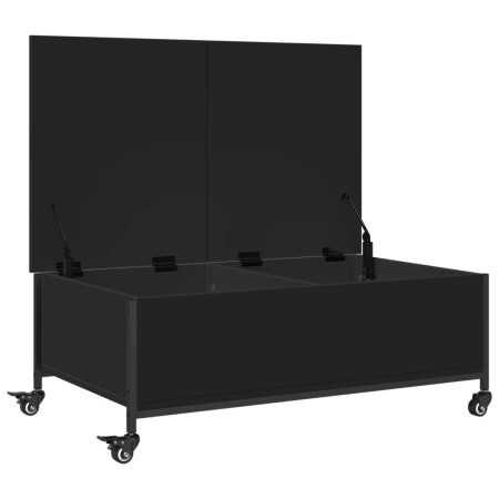 Tavolino Salotto con Ruote Nero 91x55x34 cm Legno Multistrato