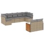 Set Divano da Giardino 9 pz con Cuscini Beige in Polyrattan