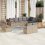 Set Divani da Giardino 12 pz con Cuscini Beige in Polyrattan