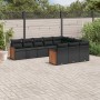 Set Divani da Giardino 10pz con Cuscini in Polyrattan Nero