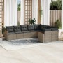 Set Divano da Giardino 9 pz con Cuscini Grigio in Polyrattan