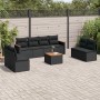 Set Divani da Giardino 9 pz con Cuscini Nero in Polyrattan