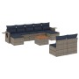 Set Divano da Giardino 10 pz con Cuscini Grigio in Polyrattan