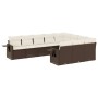 Set Divani da Giardino 10pz con Cuscini in Polyrattan Marrone
