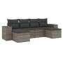 Set Divano da Giardino 6 pz con Cuscini Grigio in Polyrattan