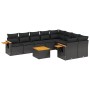 Set Divani da Giardino 10pz con Cuscini in Polyrattan Nero