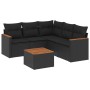 Set Divano da Giardino 6 pz con Cuscini Nero in Polyrattan