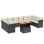 Set Divani da Giardino 11 pz con Cuscini in Polyrattan Nero