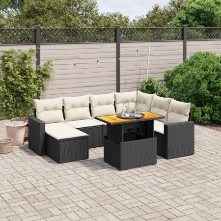 Set Divani da Giardino con Cuscini 8 pz Nero in Polyrattan