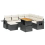 Set Divani da Giardino con Cuscini 8 pz Nero in Polyrattan