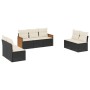 Set Divani da Giardino con Cuscini 7pz Nero Polyrattan