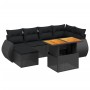 Set Divani da Giardino con Cuscini 7pz Nero Polyrattan