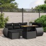 Set Divani da Giardino con Cuscini 7pz Nero Polyrattan