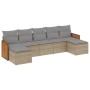 Set Divani da Giardino 7 pz con Cuscini Beige in Polyrattan