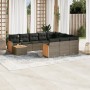 Set Divani da Giardino 11 pz con Cuscini in Polyrattan Grigio