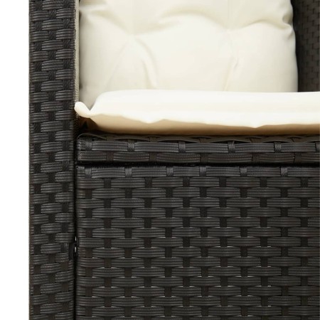 Set da Bistrò 3 pz con Cuscini Nero Polyrattan e Legno Acacia