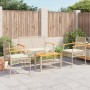 Set Divani da Giardino 4 pz con Cuscini in Polyrattan Beige