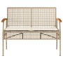 Set Divani da Giardino 4 pz con Cuscini in Polyrattan Beige