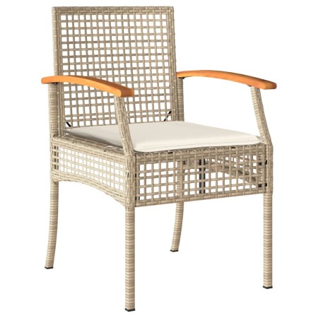 Set Divani da Giardino 4 pz con Cuscini in Polyrattan Beige