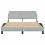 Giroletto con Testiera Grigio Chiaro 140x190 cm in Velluto