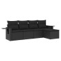 Set Divani da Giardino 5 pz con Cuscini in Polyrattan Nero