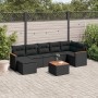 Set Divani da Giardino con Cuscini 8 pz Nero in Polyrattan