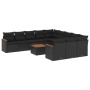 Set Divani da Giardino 12 pz con Cuscini Nero in Polyrattan