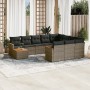 Set Divani da Giardino 11 pz con Cuscini in Polyrattan Grigio