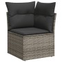 Set Divani da Giardino 11 pz con Cuscini in Polyrattan Grigio