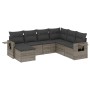 Set Divani da Giardino 7 pz con Cuscini Grigio in Polyrattan